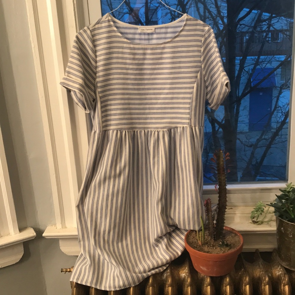 FINAL SALE Ces Femme Striped Knit Bib Dress